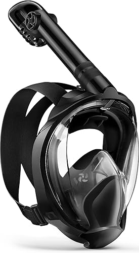 Zenoplige Máscara de esnórquel de cara completa para adultos, equipo de esnórquel seco con soporte para cámara, máscara panorámica plegable de 180