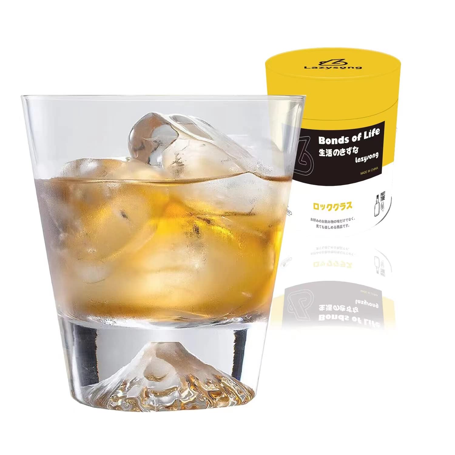 Lazysong Fuji Glass Whiskey Glass Rock Glass Brandy Glass Mt. Fuji Tumbler Glass Glass Father's Day Clear Dream 256ml : Home & Kitchen