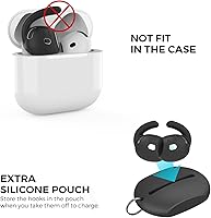 Vista 6 de AhaStyle Ear Hooks for AirPods 4th Generation (2024) 【Added Storage Pouch】 3 Pairs S/M/L Anti-Slip Ear Covers Silicone Accessories Compatible with