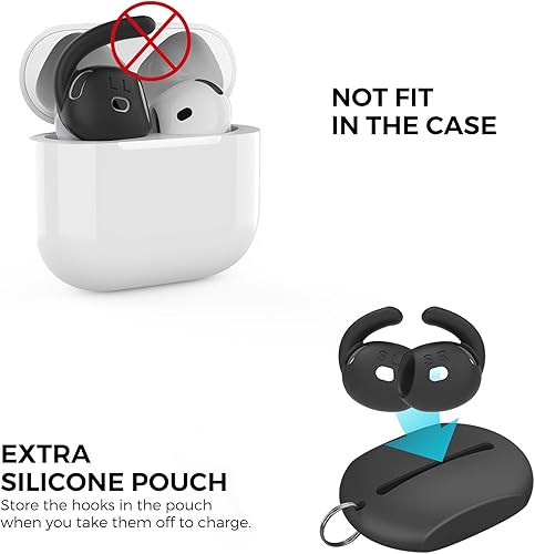Miniatura 6 de AhaStyle Ear Hooks for AirPods 4th Generation (2024) 【Added Storage Pouch】 3 Pairs S/M/L Anti-Slip Ear Covers Silicone Accessories Compatible with
