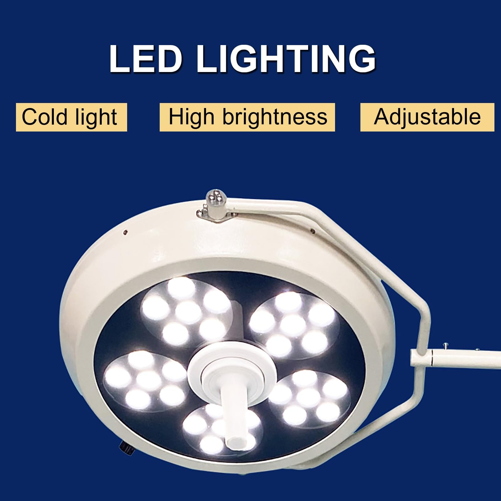 Lampa Zabiegowa LED Bezcieniowa Lampa Zabiegowa Chirurgiczna Mobilna Lampa Zabiegowa Podłogowa Przenośna Lampa Zabiegowa 30 Żarówek LED Obrót o 180° Regulowana Temperatura
