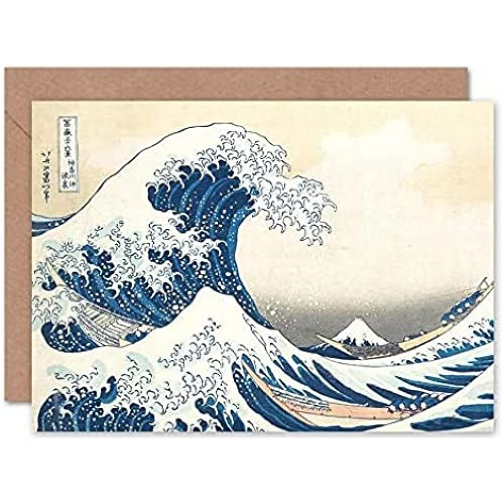 Artery8 Greeting Card - Hokusai Great Wave Off-Kanagawa Mount Fuji - Ukiyo E