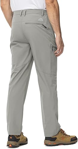 Miniatura 2 de TBMPOY Pantalones de viaje ligeros para hombre, 5 bolsillos con cremallera, elásticos, de secado rápido, pantalones de trabajo tipo cargo, para
