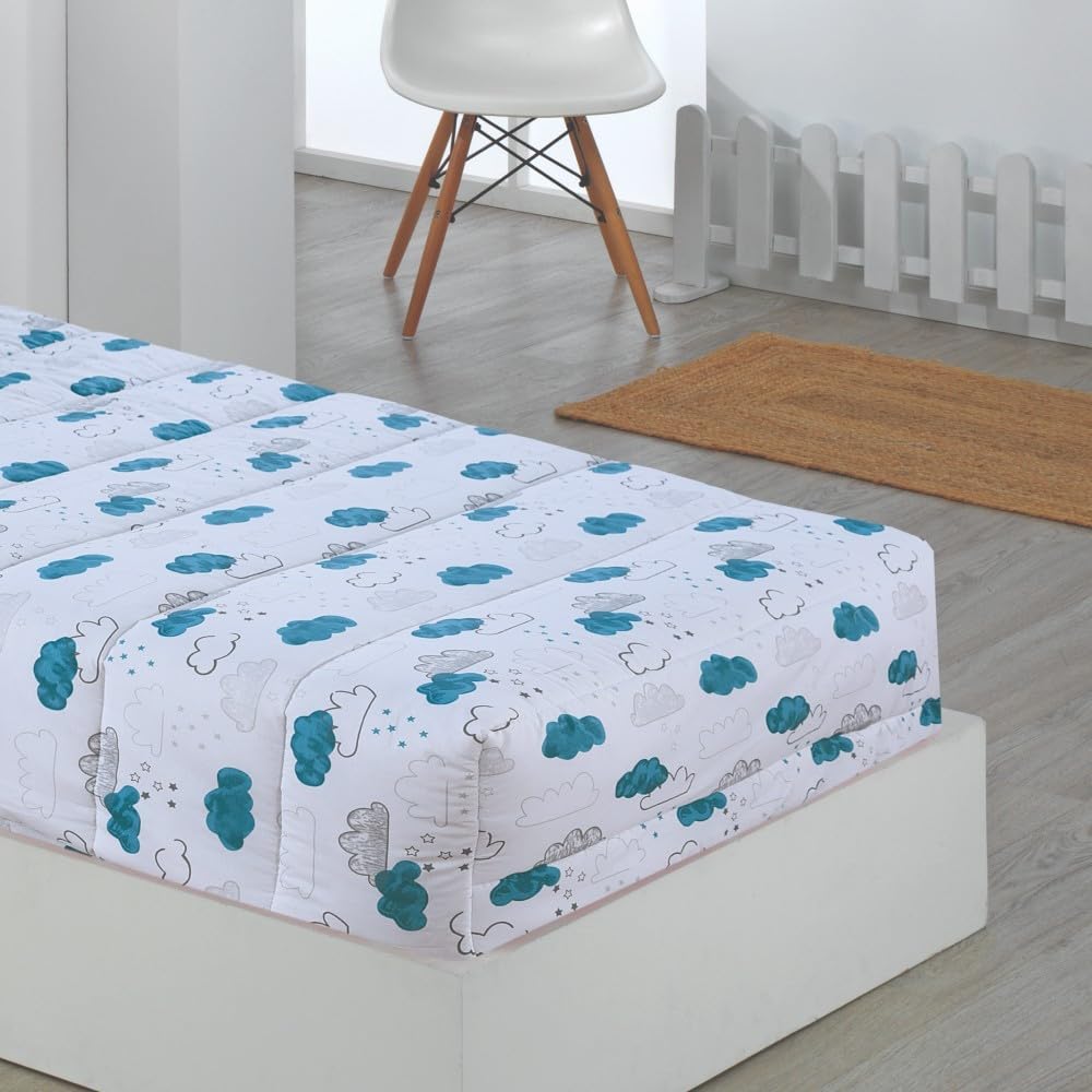 DHESTIA HOME Edredón Ajustable de 350gr Cama 90 Infantil y Cama 105 Nubes Agua Color Único Talla Cama 90
