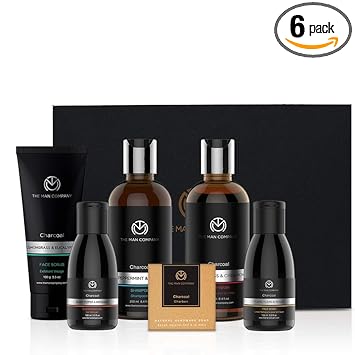 The Man Company Charcoal Kit Set Of 6 - Body Wash, Shampoo, Face Scrub, Face Wash, Cleansing Gel, Soap | Best Gift for Men