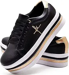 Tênis Feminino Bordado Fé Salto Plataforma Anabela Macio