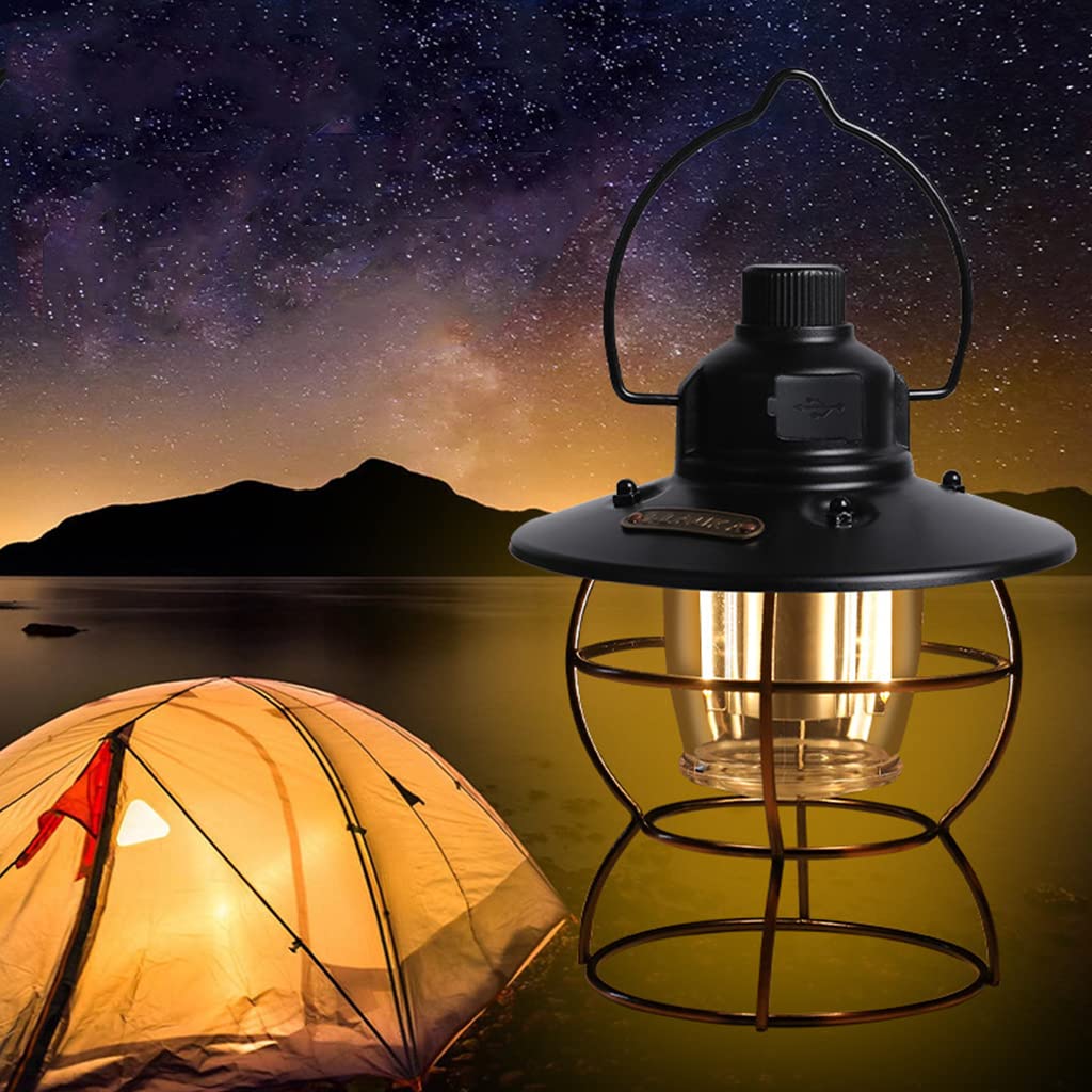 Lampa wisząca w stylu vintage, lampa kempingowa z 3 trybami świecenia, latarnia LED