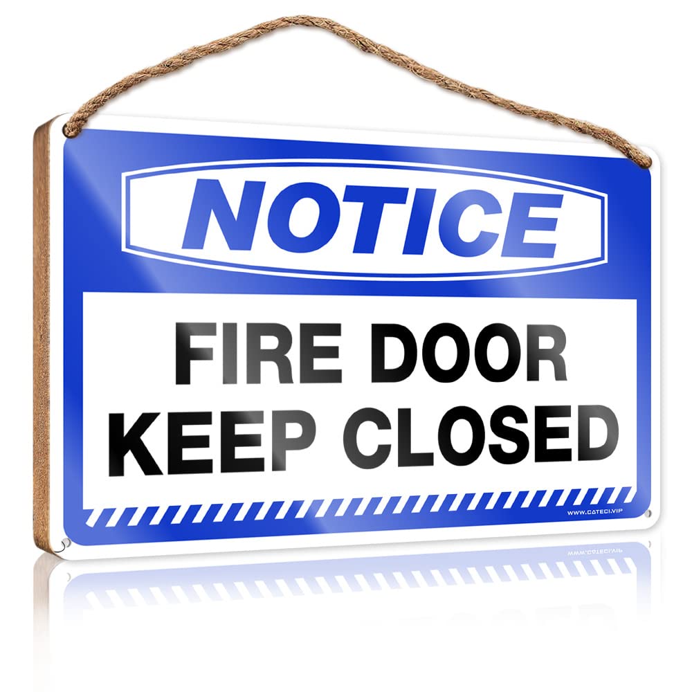 YYHLEH Funky Home Decor Notice Fire Door Keep Closed Wooden Sign(15X28CM)