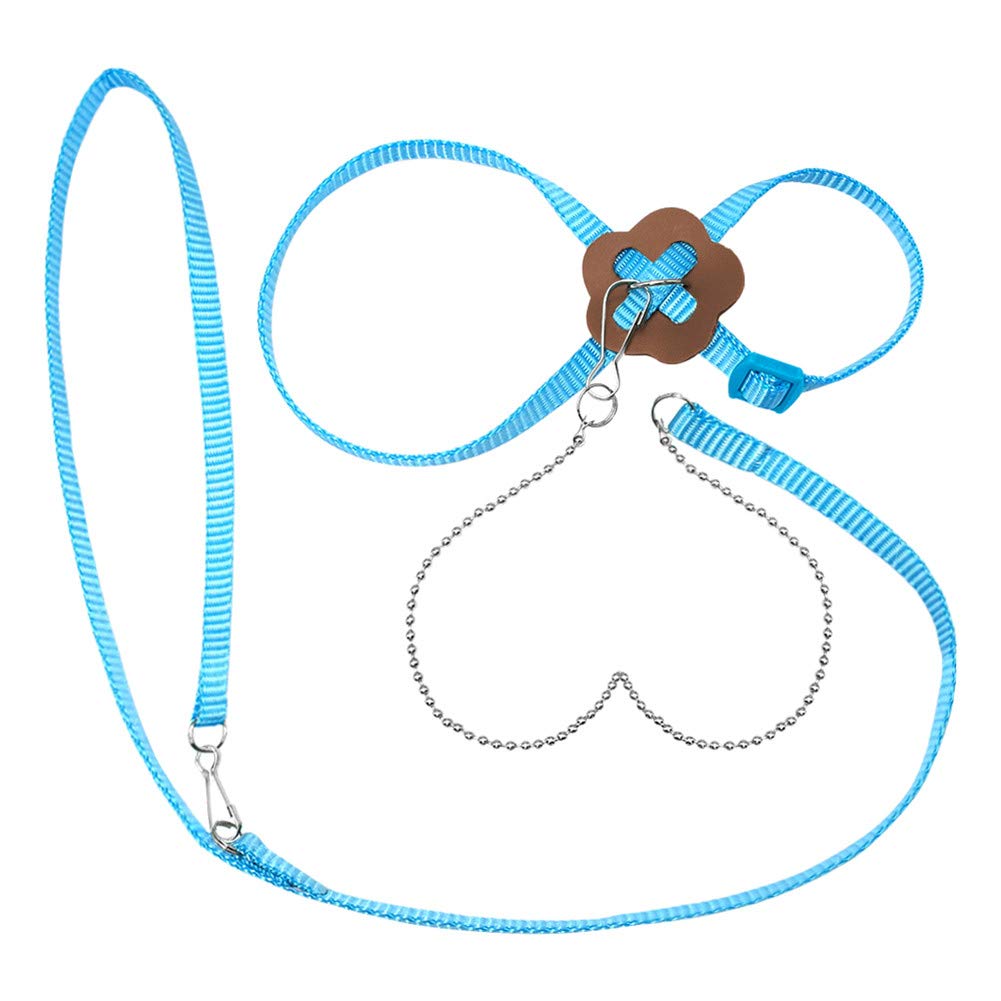 SOCHII Pettorina e guinzaglio in nylon per criceto regolabile furetto ratto topo coniglietto pettorine gilet corda guinzaglio cavia accessori petto blu sotto 23 cm