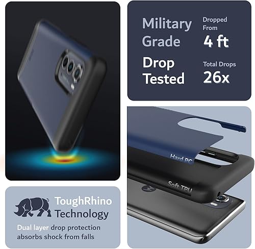 Miniatura 3 de TUDIA DualShield Merge - Funda protectora para Motorola Edge 2022, a prueba de golpes, grado militar, delgada, antideslizante, de doble capa,