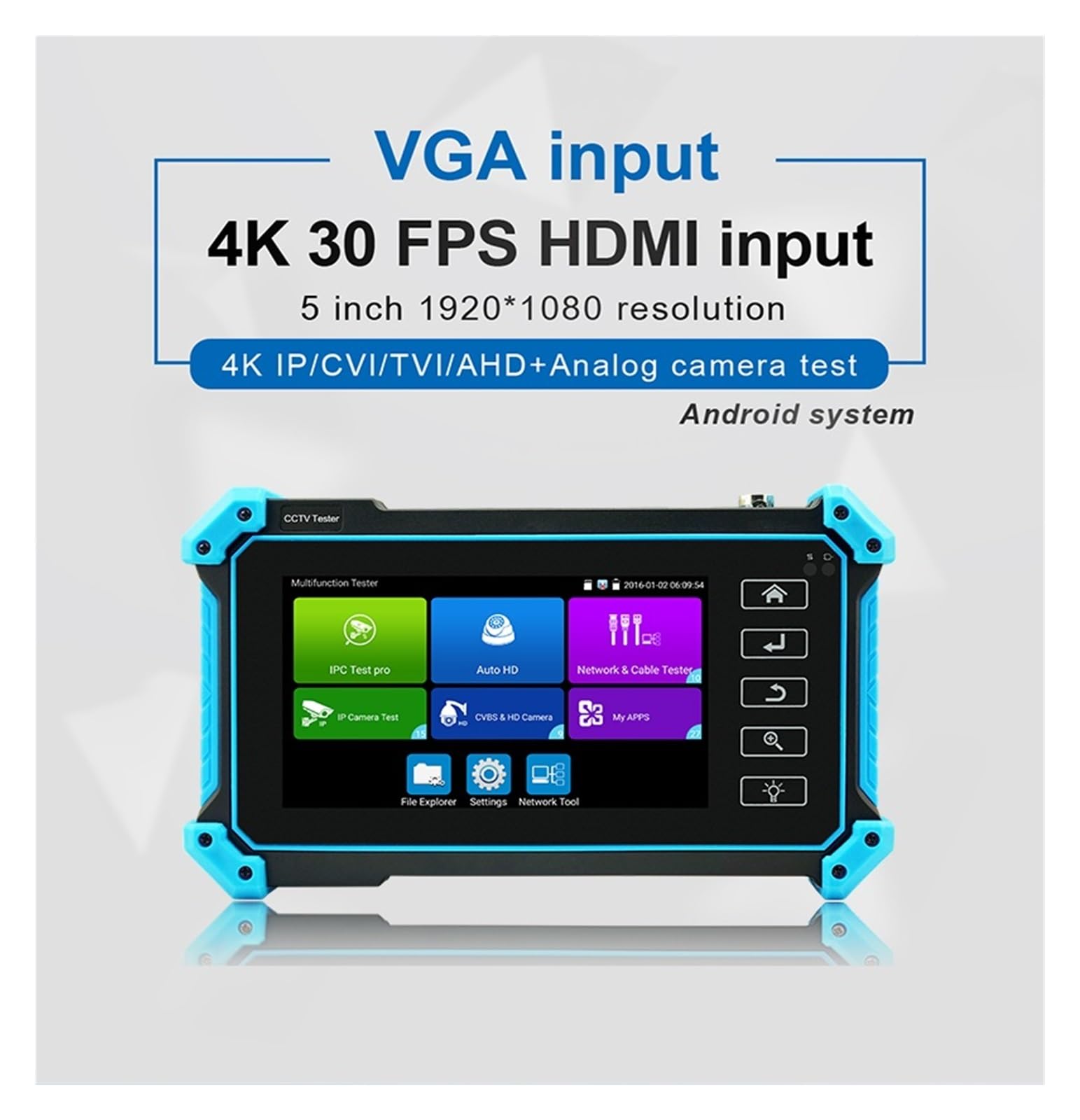 Tester CCTV, Tester CCTV IPC 4K Telecamera 8MP AHD CVI TVI IP Da 12MP Test VGA PTZ PoE UTP Cavo Di Rete Batteria Tracciante(IPC-5100C Plus)