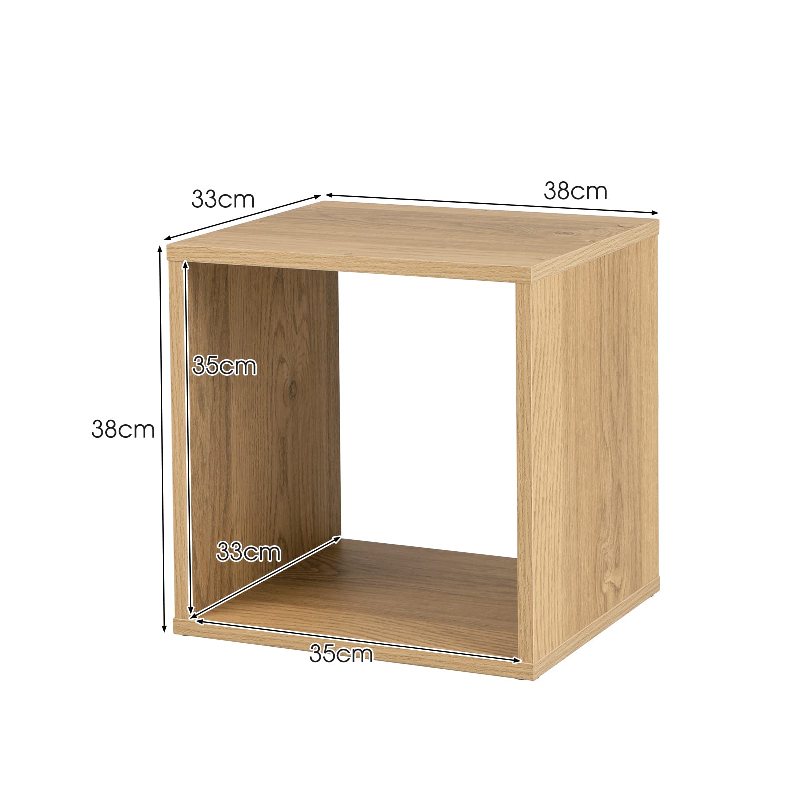 COSTWAY 2er Set Würfelregalen, stapelbares Regalwürfel, Bücherregal, Cuberegal für Wohnzimmer, Schlafzimmer, Arbeitszimmer, Eiche