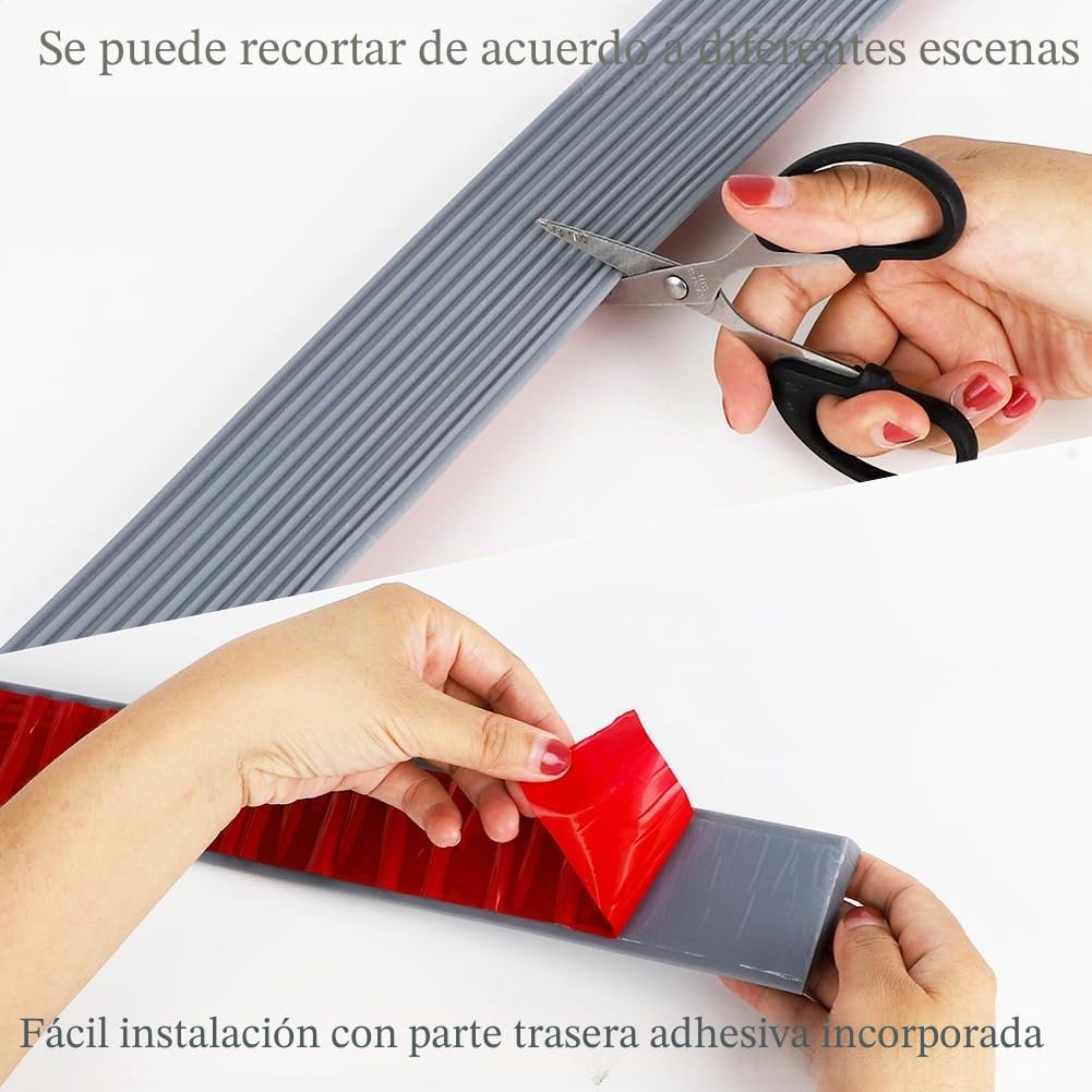 Rampa para umbral de puerta, 1,6 x 5,5 x 100 cm, perfil de transición, autoadhesiva, de goma antideslizante, para silla de ruedas, cochecitos, patinetes, gris