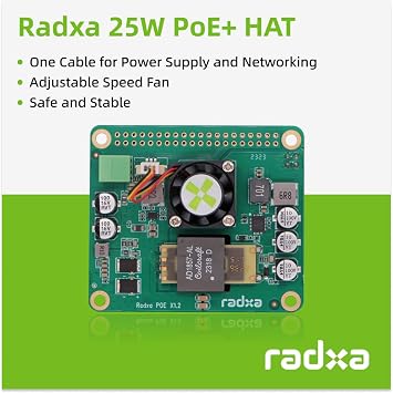 Radxa 25W PoE+ HAT, Compatible with Rock SBCs
