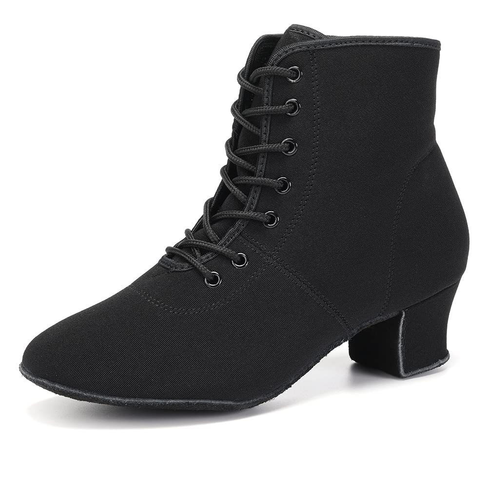 HROYL Stivali da Ballo Latino Americano Donna Punta Chiusa Tacco Basso Scarpe da Ballo Salsa e Bachata,Modello GBNJB