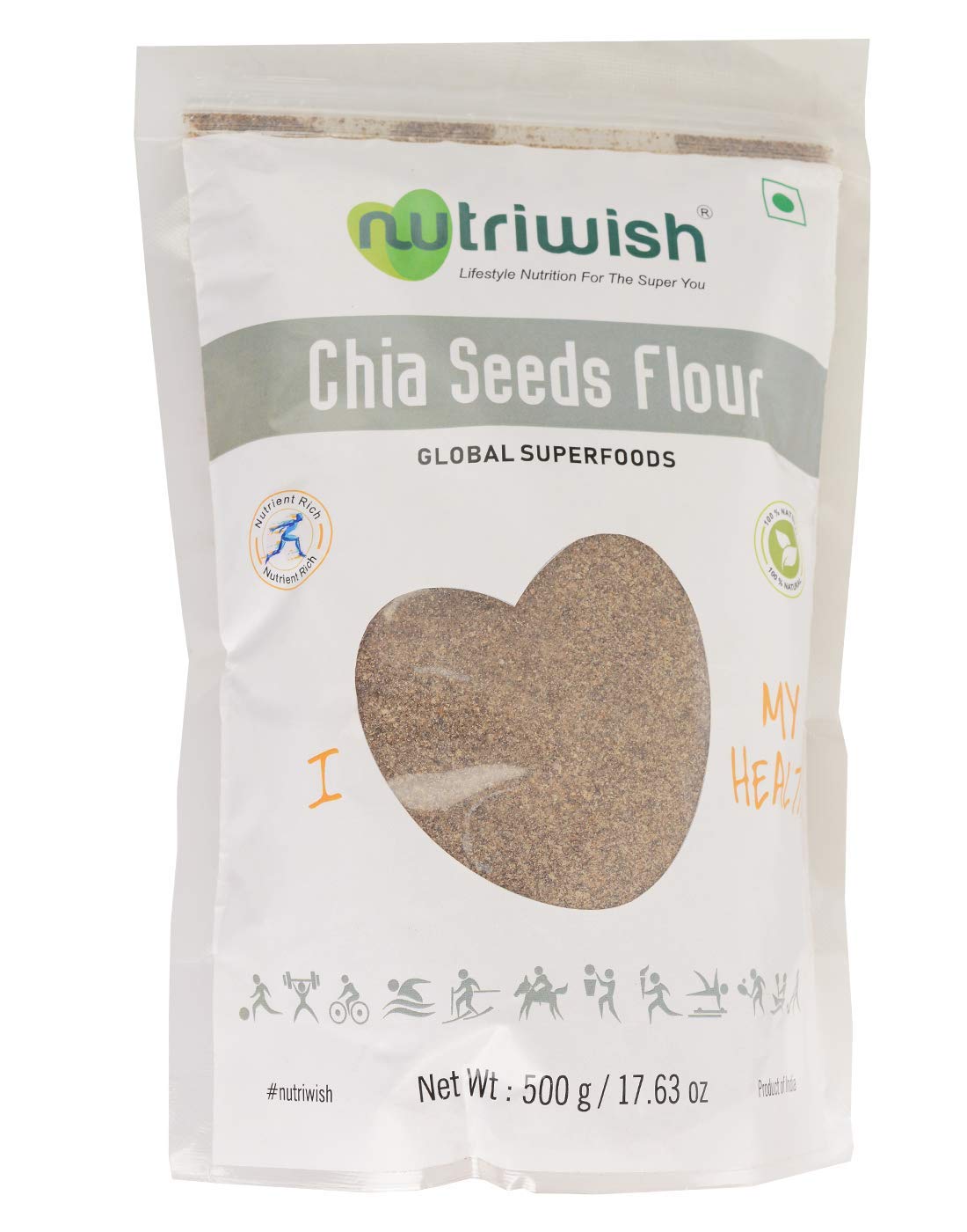 Nutriwish Chia Seeds Flour, 500 g | Fiber Rich | Diet Food | Rich in Omega 3 | (B082WTQ2LQ) Amazon Price History, Amazon Price Tracker
