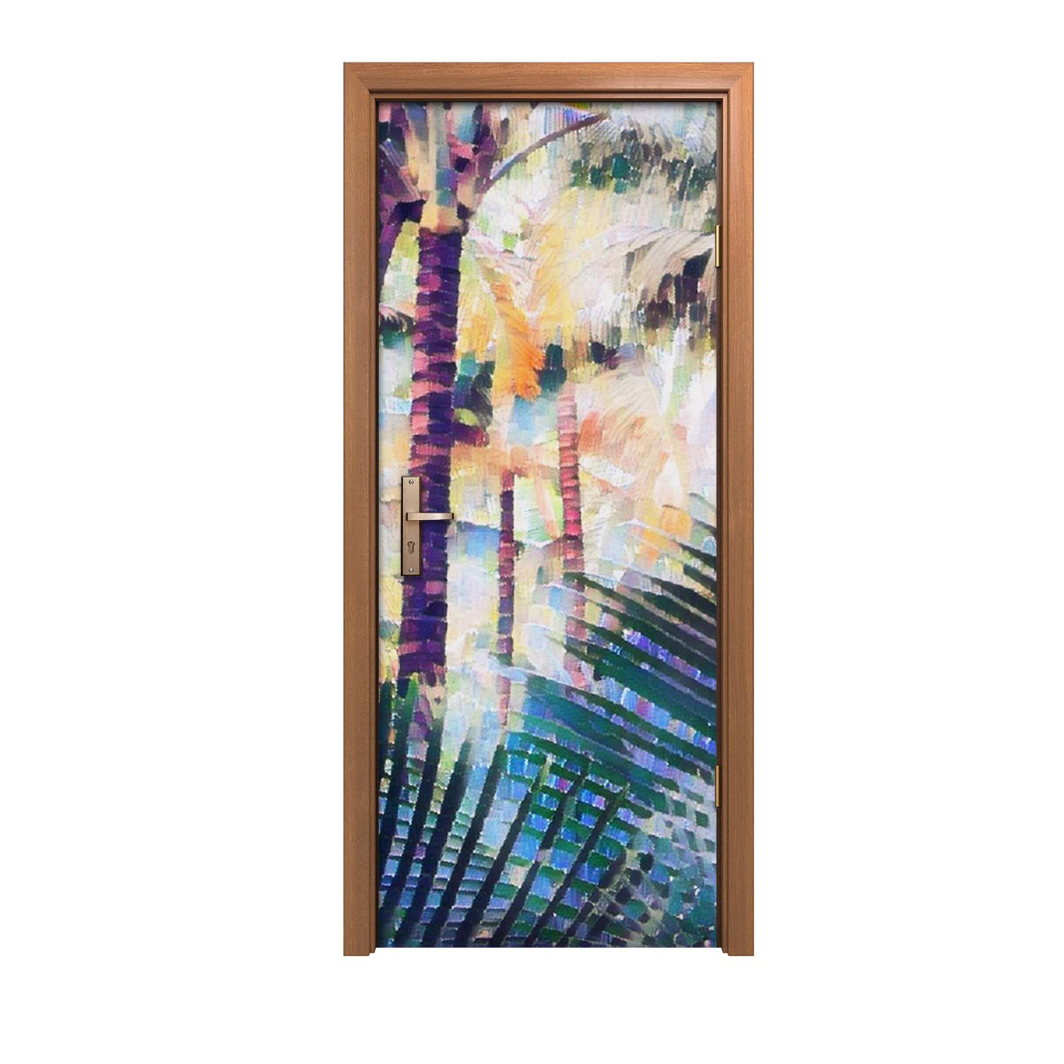 Autocollant de porte 90x200cm Arbre de jungle décoratif grand format