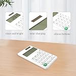 Solar Calculator - Small Desk and Pocket Calculator for Home Office Supplies White Christmas Stocking Stuffers - Simple Standard Cute Calculator for Student