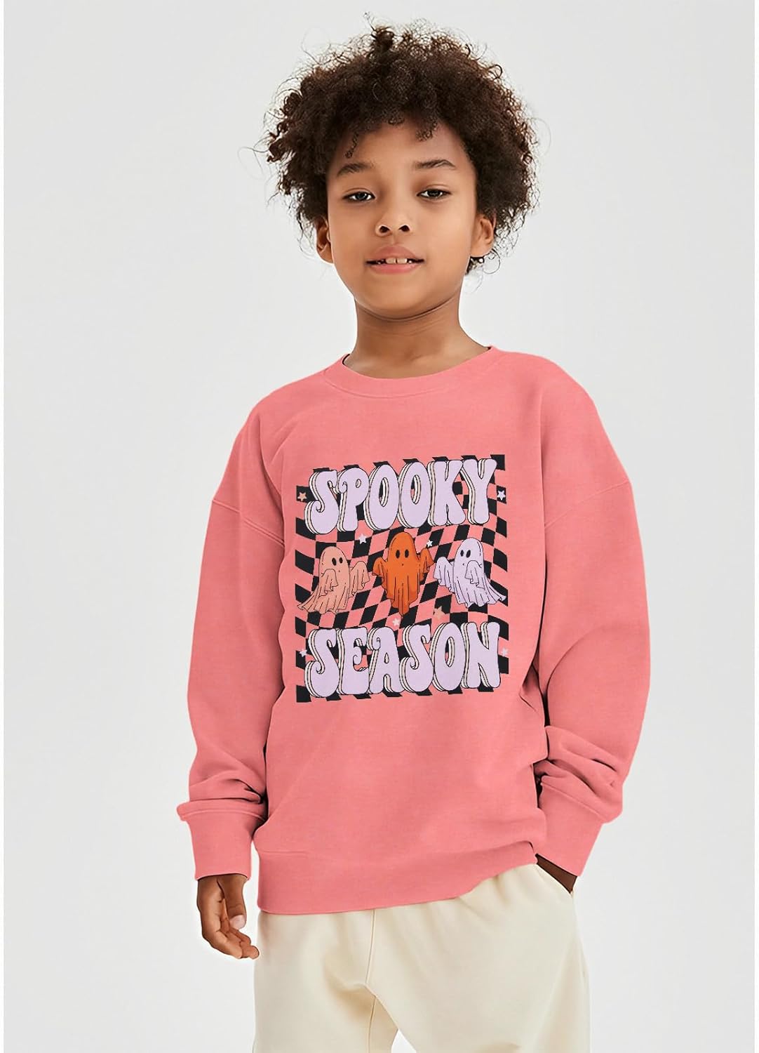 BOUTIKOME Halloween Sweatshirt For Kids Baby Boys Girls Spooky Season Shirt Long Sleeve Pullover 6-12 Years Fall Tops - Image 3