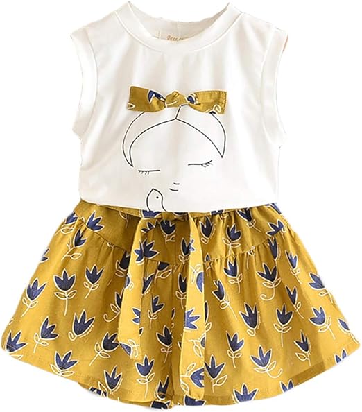 Summer Girls Short Sets Cotton Blend Toddler Casual Wear