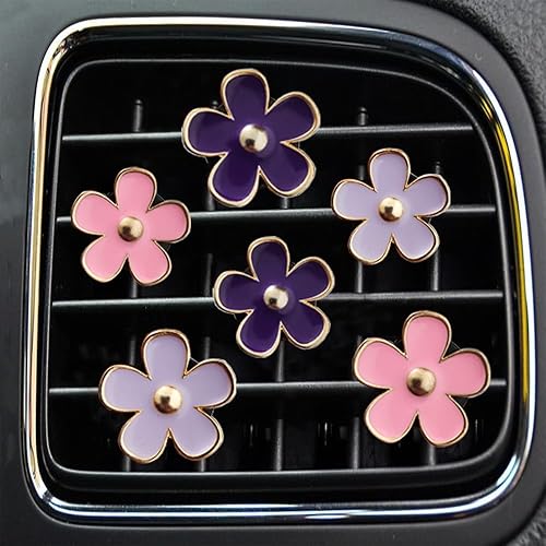 Miniatura 24 de Clips para salidas de aire - 6 piezas de decoración de margaritas para automóvil para salidas de aire y aire acondicionado - Accesorios de Púrpura,
