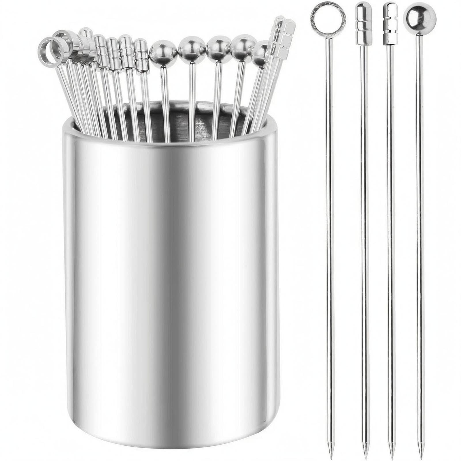 Stainless Steel Beer Picks Decorative Tops Beer Pick Holder Cup Pointed Ends Metal Martini Picks-image-32