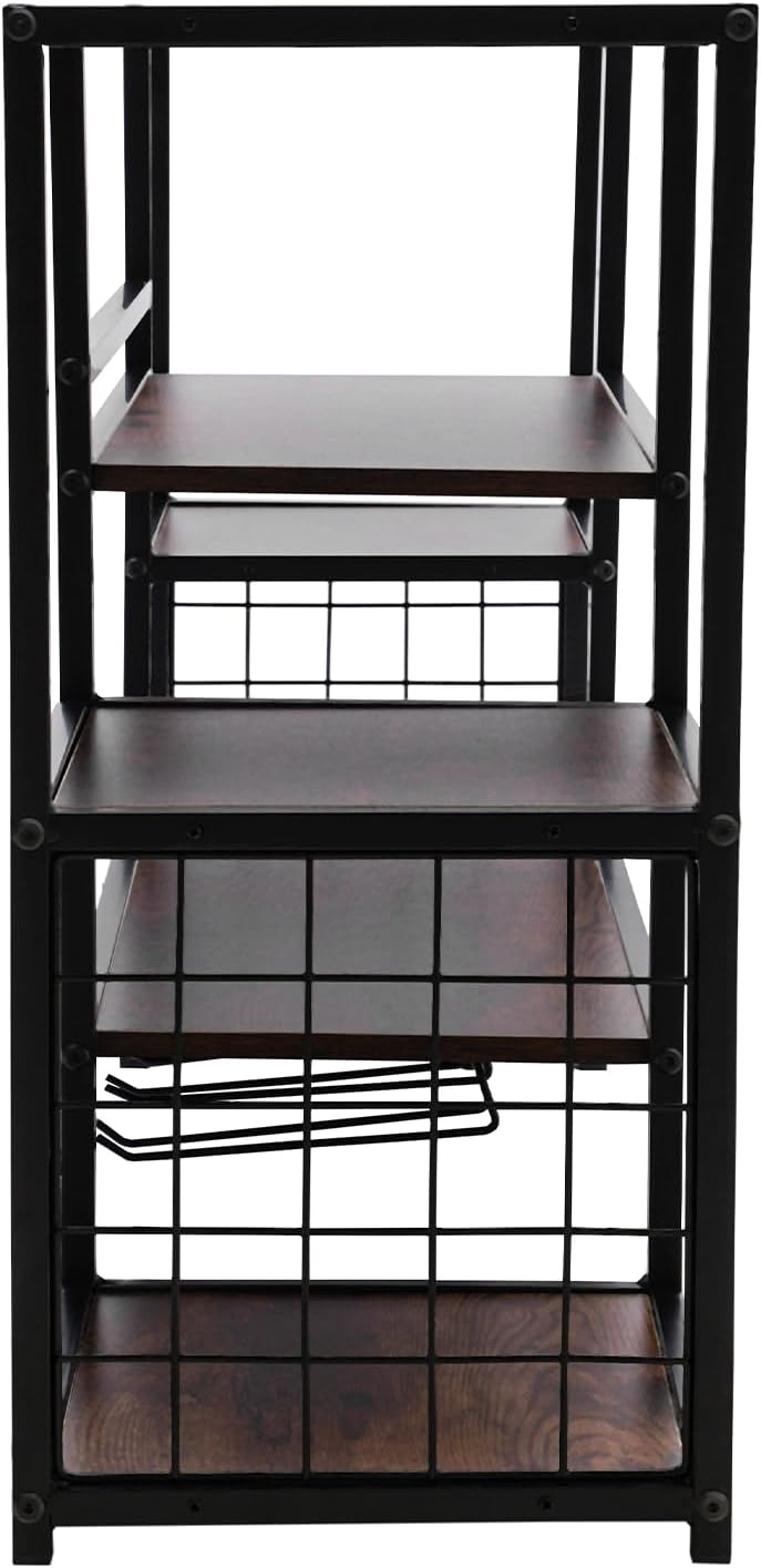 Wall Mounted Wine Rack, Industrial Metal Wine Storage Shelf with Glass Holder, Wine Bottles Display Wall Storage for Home, Kitchen, Bar, Dining Room