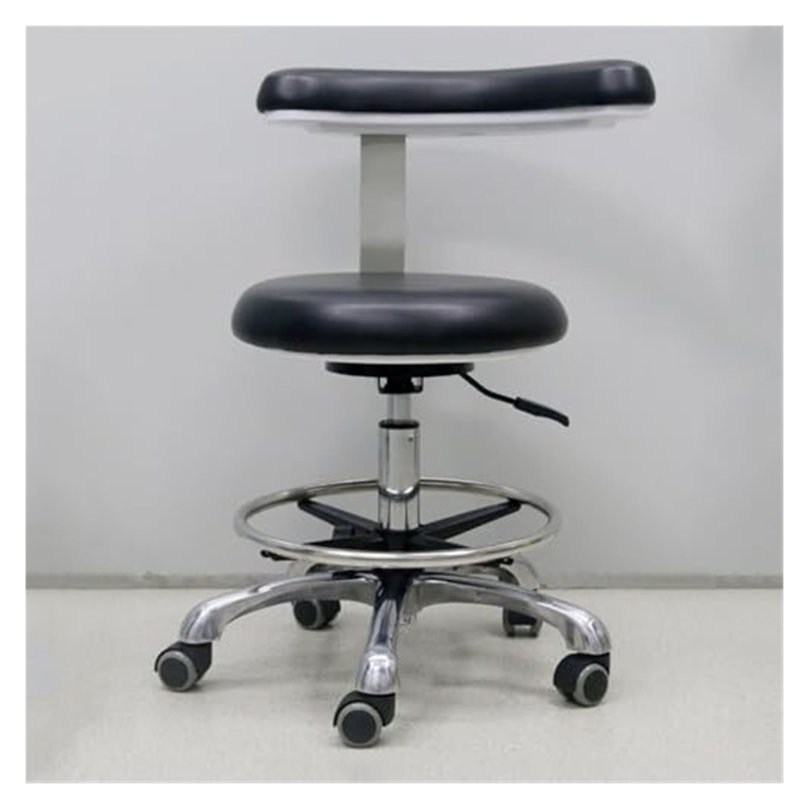 Taburete con reposabrazos, rotación de 360° ajustable, taburete de piel sintética para uso médico, dental y de salón