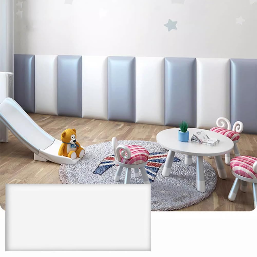 3D Anti-Collision Wall Padding for Bedroom, Peel and Stick Headboard/Wall Stickers, Home Decorative Upholstered Wall Panels,White,30x50cm