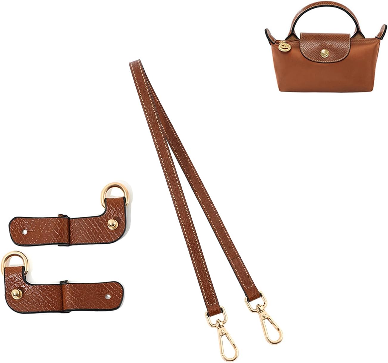 leather purse straps replacement shoulder strap leather adjustable crossbody strap suitable for long champ handbags brown+lengths27inch