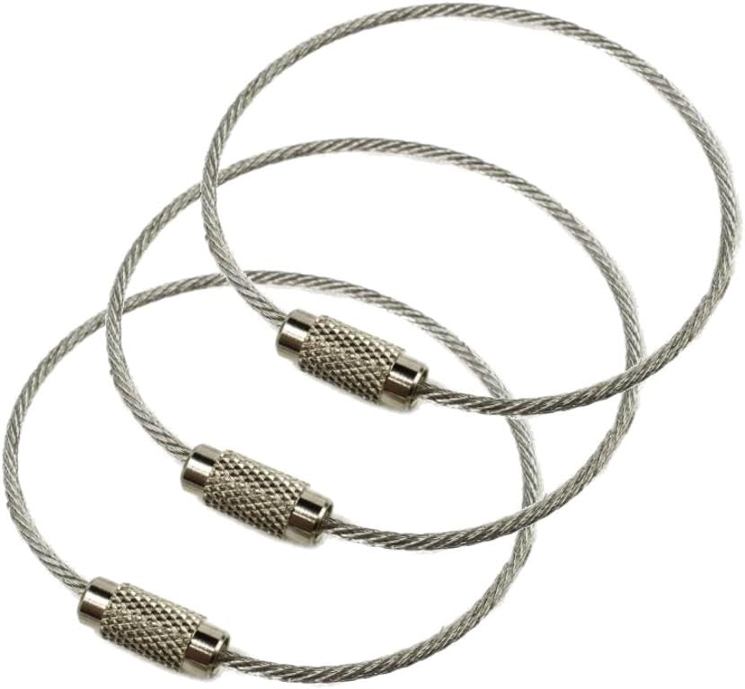 CleverTraveler - 3 Pack Luggage Name Tag/Key Ring - Waterproof and Weatherproof Stainless Steel Wire