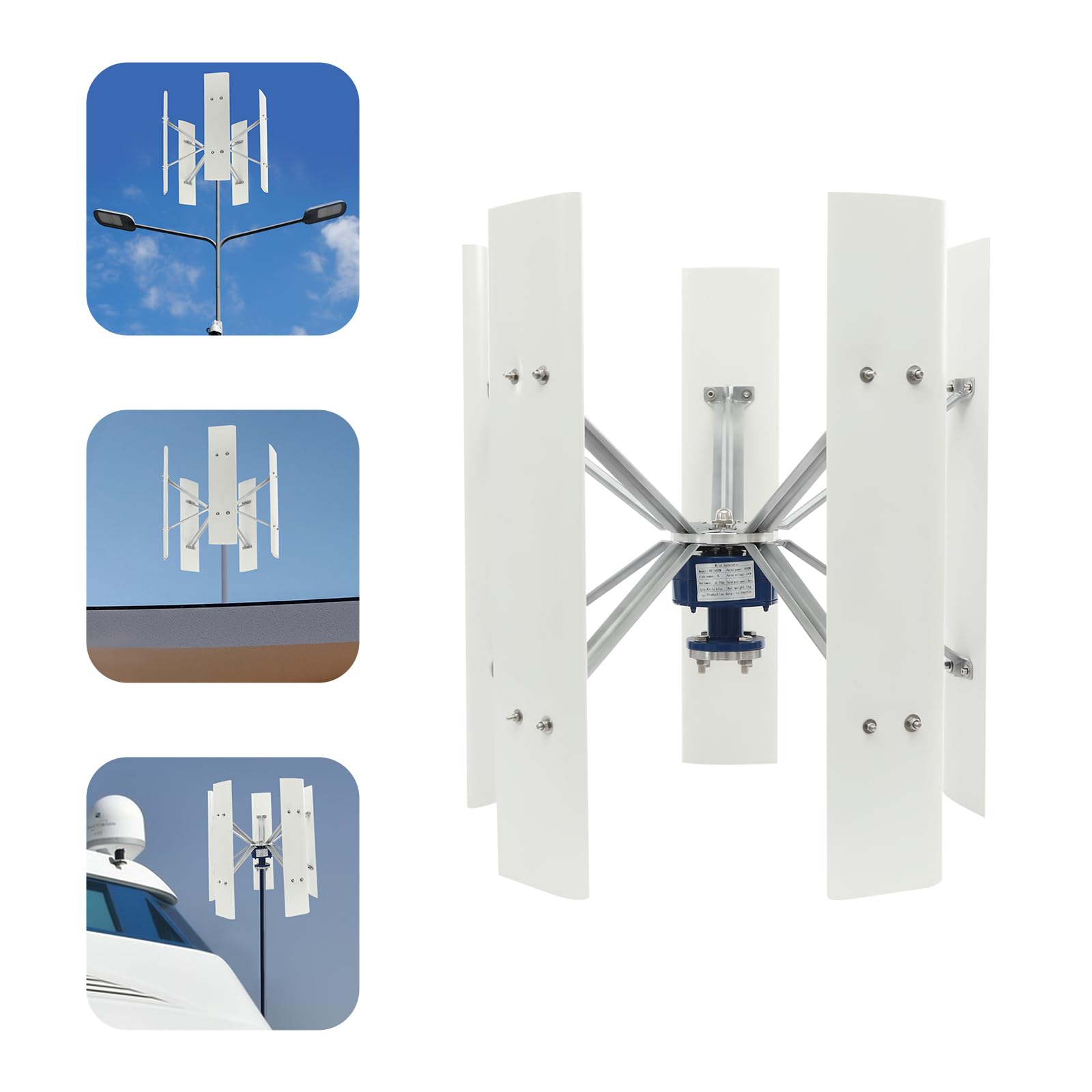 Mini impianto eolico turbina eolica verticale per balcone generatore di energia elettrica con controller, generatore eolico a 5 pale 24V energia eolica per casa, barca, illuminazione stradale