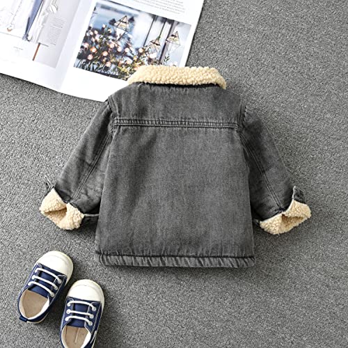 Lvyinli Baby Clothes Toddler Denim Polar Fleece Jacket Coat Baby Boys Girls Long Sleeve Thick Warm Outerwear (3-4 Years, Black) #TOP3