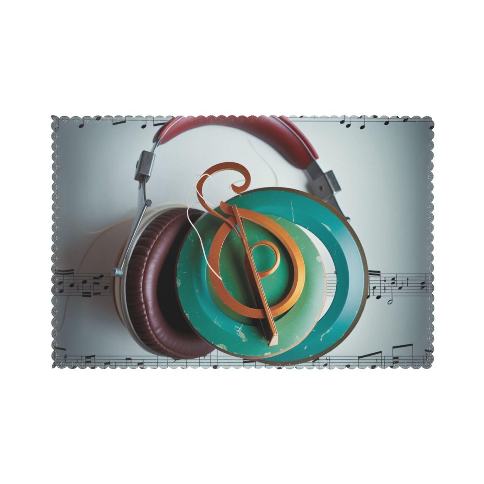 Music Printed Placemat Heat Resistant Place Mats Set of 6 PCS Washable Kitchen Table Mats, 12x18 Inch