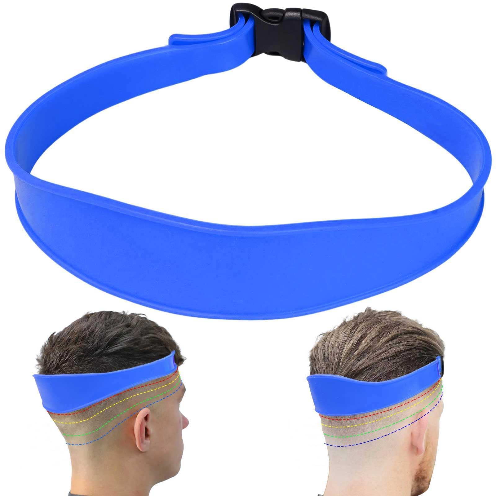 Neckline Shaving Template, Adjustable Curved Haircut Band for DIY Self Haircut, Beard Guide for Men, Hairline Correction Tool for Home Barbers and Travel Grooming, Blue-image-32