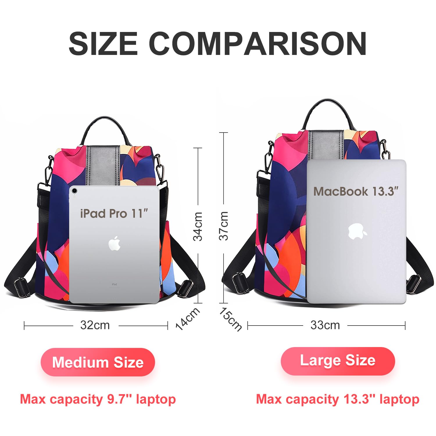 Charmore Zaino da Donna Antifurto Borse Nylon impermeabile Daypack Spalla per Viaggio Lavoro Scuola