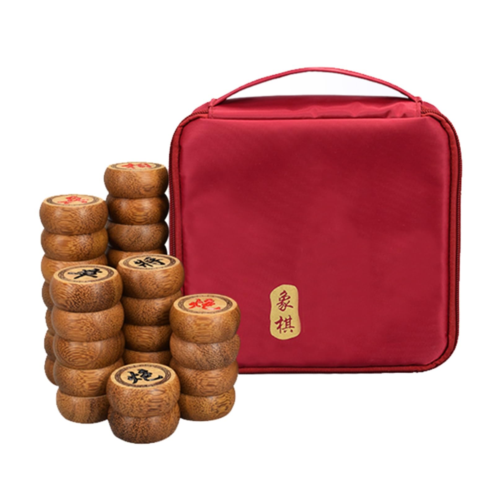 IYUESQ Traditional Chinese Xiangqi For 2 Players Portable Chinese Chess Travel Board Game Set With Wenge Pieces And Leather Chessboard(3.8cm/1.5in)