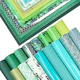 Lot de 16 feuilles de tissu en cuir synthétique de 20,3 x 15,2 cm, couleurs contrastées, bleu, vert, avec paillettes fines en forme d'écailles de panda, texture serpent vernie pour la fabrication
