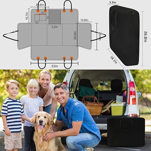 Miniatura 7 de Extensor de asiento trasero para perros, parte inferior dura, impermeable, funda de asiento de coche para perro, hamaca desmontable, resistente a