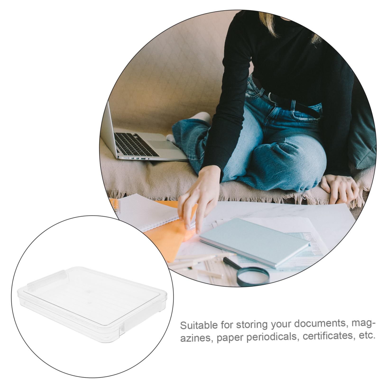 Uonlytech Stapelbare Dokumentenbox aus Pet mit Deckel Transparent 2 Stück für A4-unterlagen Büro und Zuhause Feuchtigkeitsgeschützt und Übersichtlich