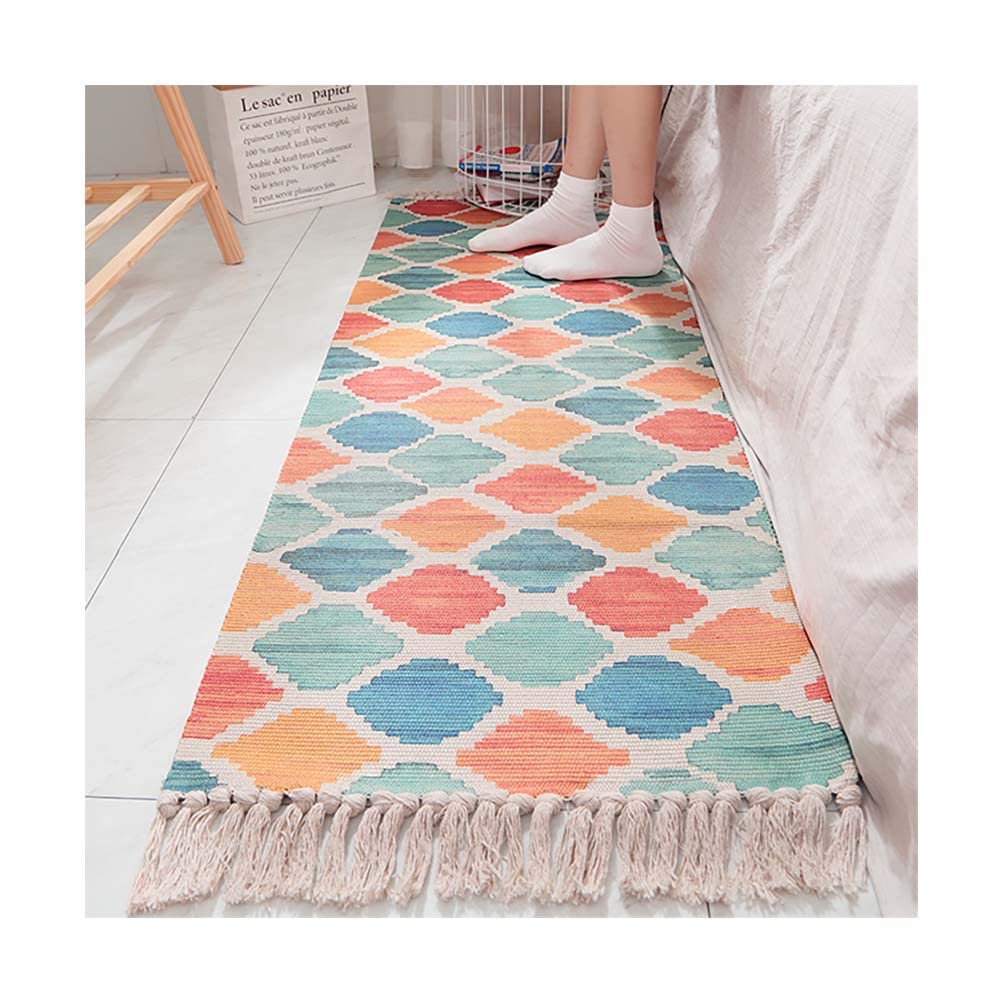 Tapis de couloir en coton RusticArea tissé main, lavable pour l'entrée