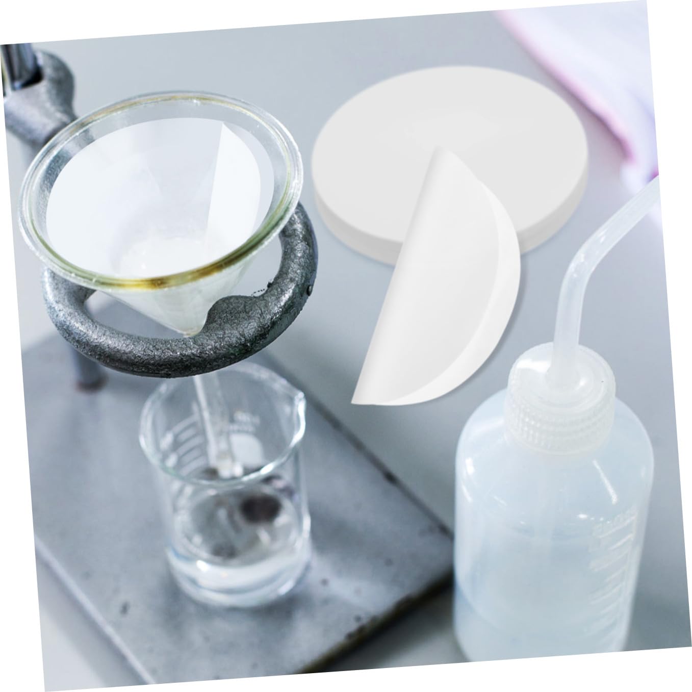 Gatuida Filtro per Applicazioni Chimiche 100 Pezzi Ritenzione Particelle Carta Qualitativa 18cm, Flusso Medio da Laboratorio ed Esperimenti