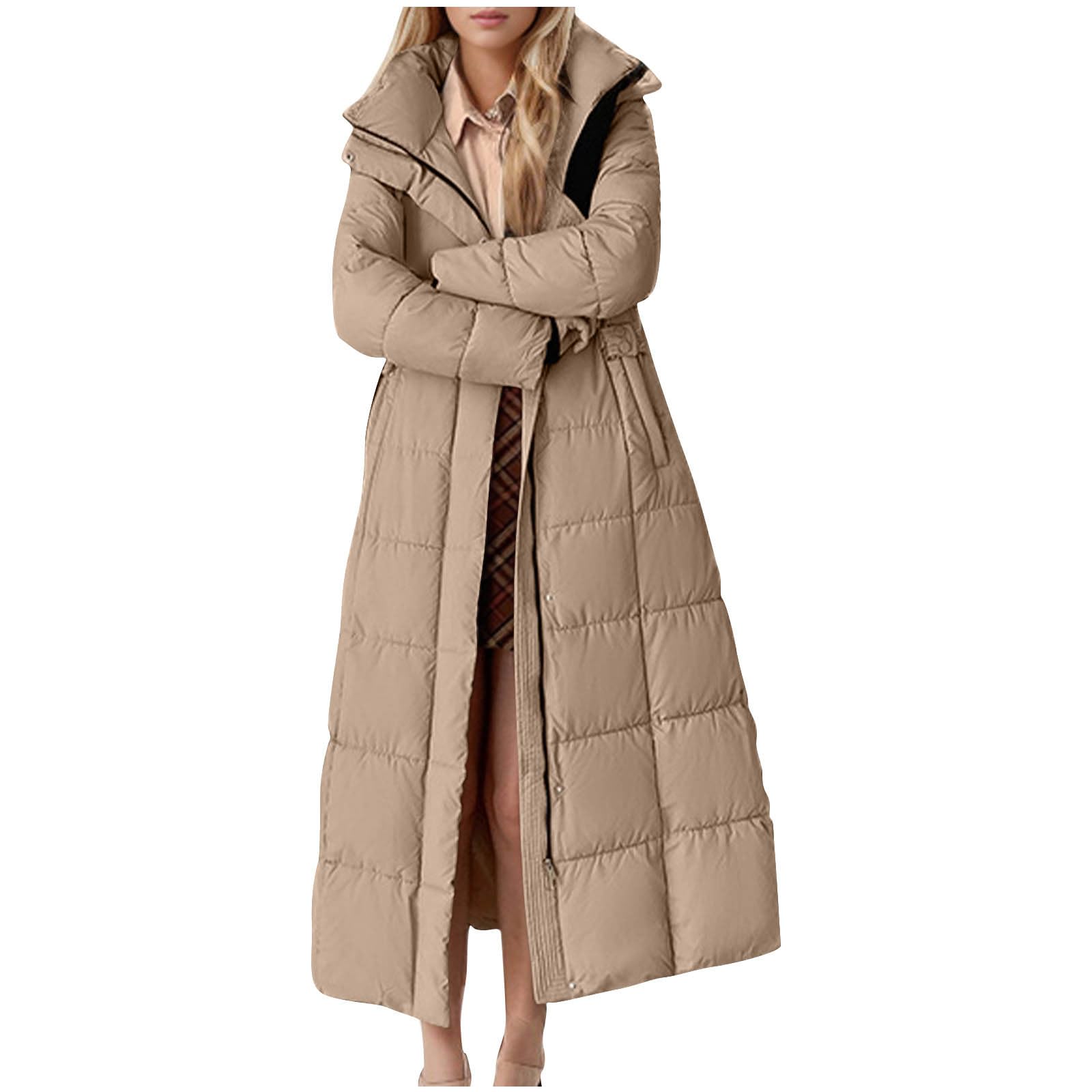 Generico Piumino 100 Grammi Donna Giubbotto Lungo Donna Piumino Lungo con Cappuccio Ripiegabile Piumini Elegante Giacca Ripiegabile Donne Giacconi Invernale Cappotto Piumini Ultraleggero Giacconi