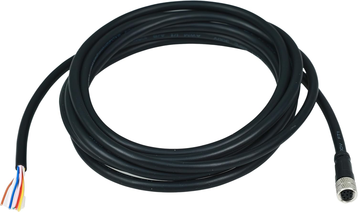 M8 8-Pin Female Connector Cable, A-Coded Straight Circular Industrial Molded Cable, IP67 Waterproof Unshielded PVC Wire, 60V 3A AC/DC, AWG24