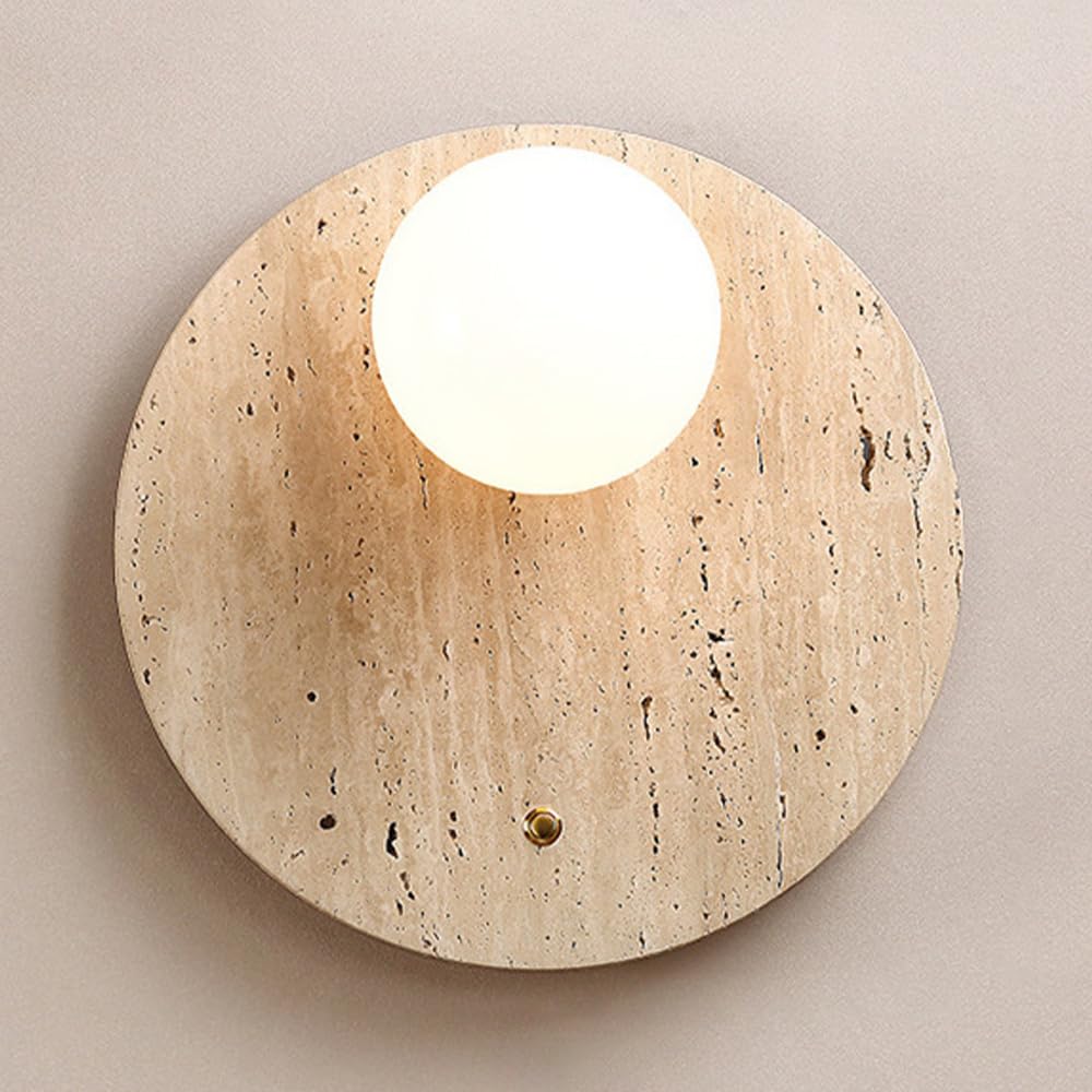 SMCCYYSD Globe Wall Lamp Natural Stone Sconce with Switch Nordic Light Art Deco Sconces Lighting Fixture Living Room Lights Bedroom Bedside Hallway Lamps