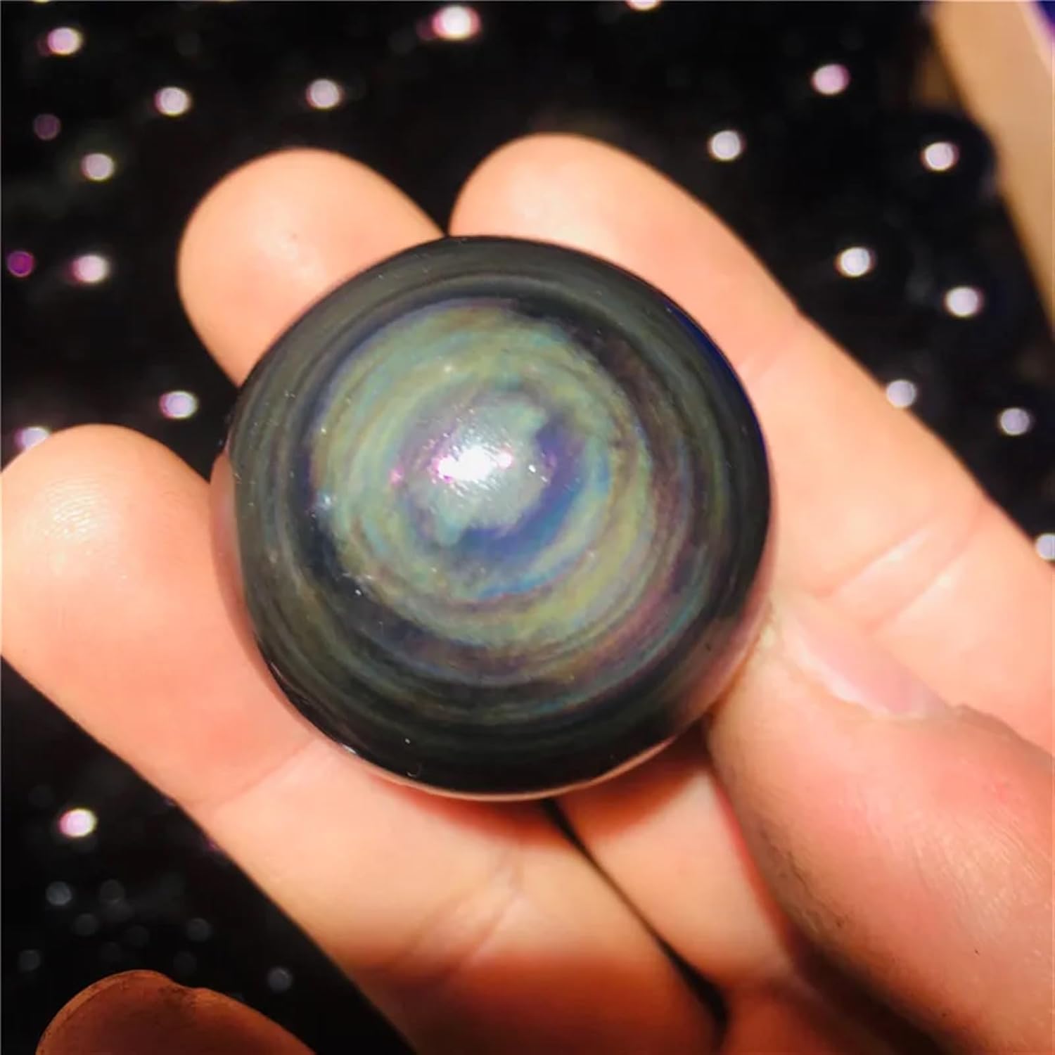 Rainbow Obsidian Crystal Ball Stone Gemstone Great for Home Decoration Stone1pc Ornaments (Size : 4cm)