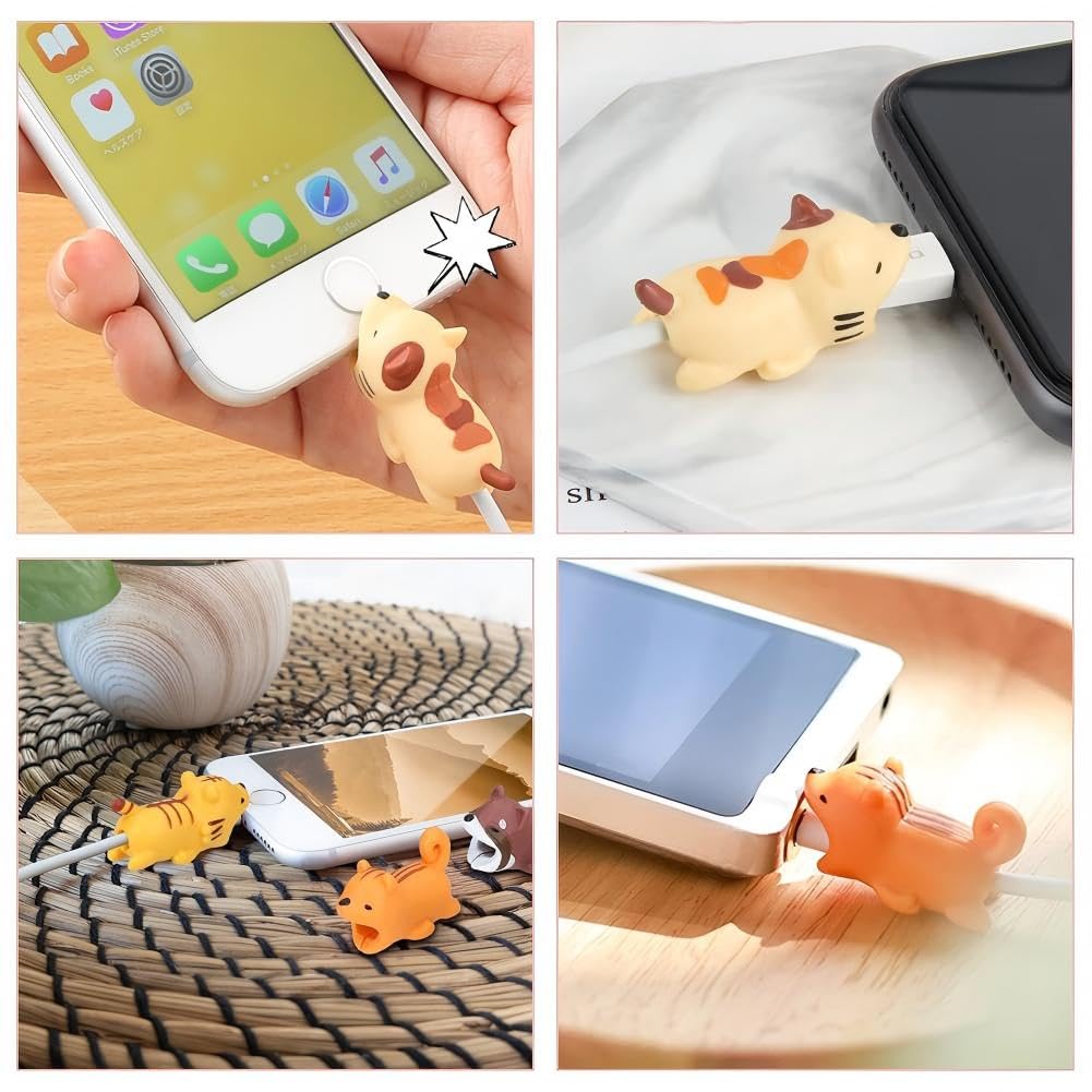 Salvacavi per caricabatterie,Protezione Cavo Animale,Cable Protector,Copertura Protettiva per Cavi,con Fascette,adatta per tutti i telefoni cellulari,7 pezzi