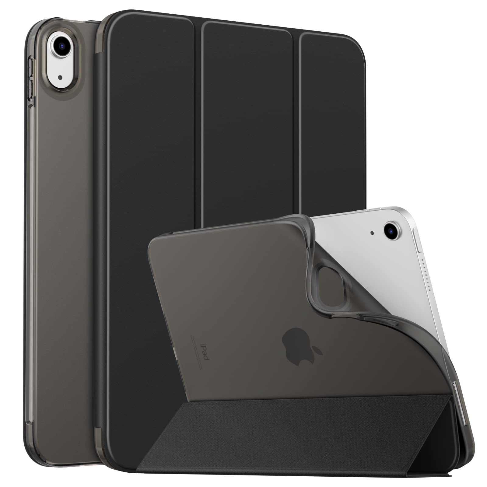 MoKo Case for New iPad (A16) 11th Generation 2025/ 10th Generation 2022, iPad 11 inch/ 10.9 inch Case with Soft TPU Translucent Frosted Back Cover, Auto Wake/Sleep, Support Touch ID, Black