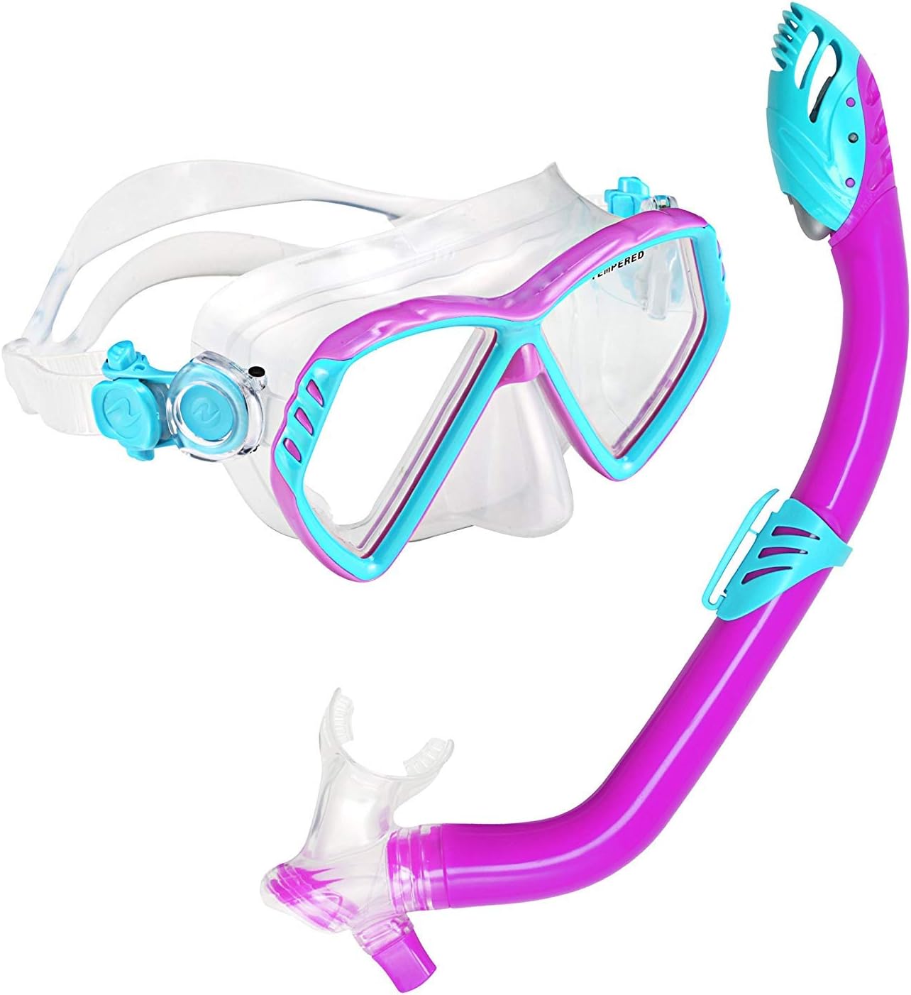 U.S. Divers Regal Jr Kids Snorkeling Combo - Adjustable 2-Window Mask, Leak-Free Customized Fit, Dry Top Snorkel Technology - Play Series, Unisex Children Fun Purple