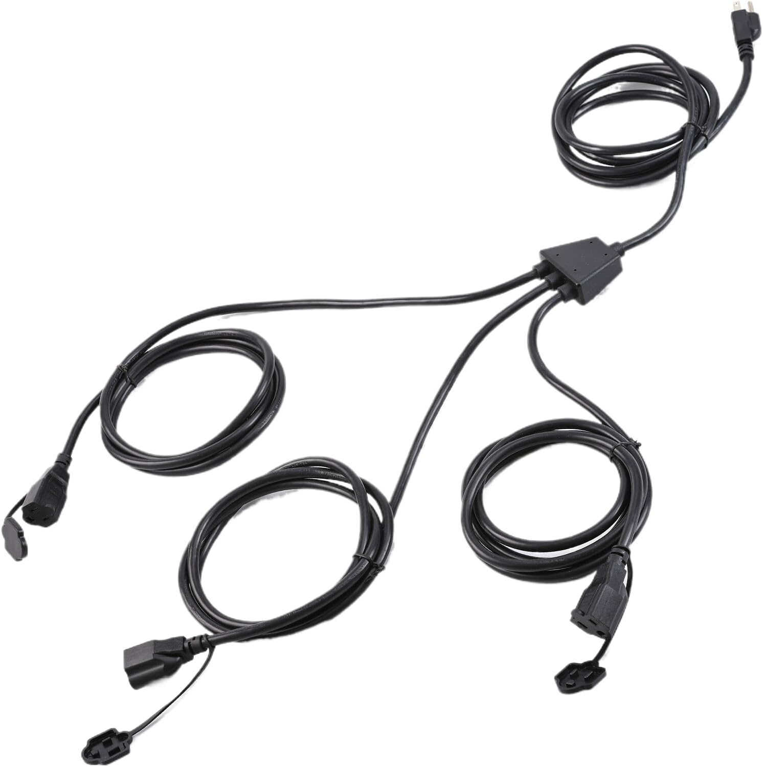 Outdoor Extension Cord 1 to 3 Splitter for Outdoor Lights, 3 Prong Outlets Plugs, Max 13ft End to End (25 FT Total),16AWG 1625W 13A SJTW Weatherproof Wire for Outdoor String Lights(Black)